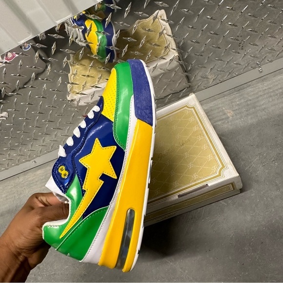 Vintage y2k bape roadsta sneakers shoe green white blue yellow mens 9 NEW - Picture 5 of 12